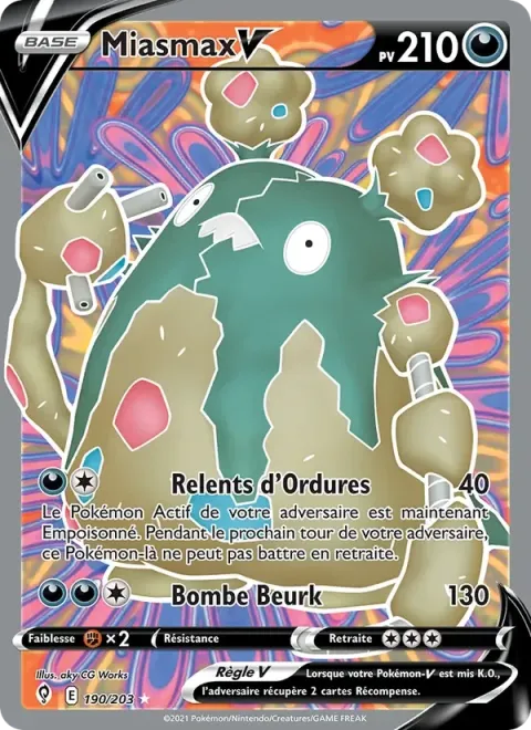 Carte Pokémon Miasmax V 190/203, extension Évolution Céleste