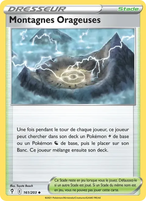 Carte Pokémon Montagnes Orageuses 161/203, extension Évolution Céleste