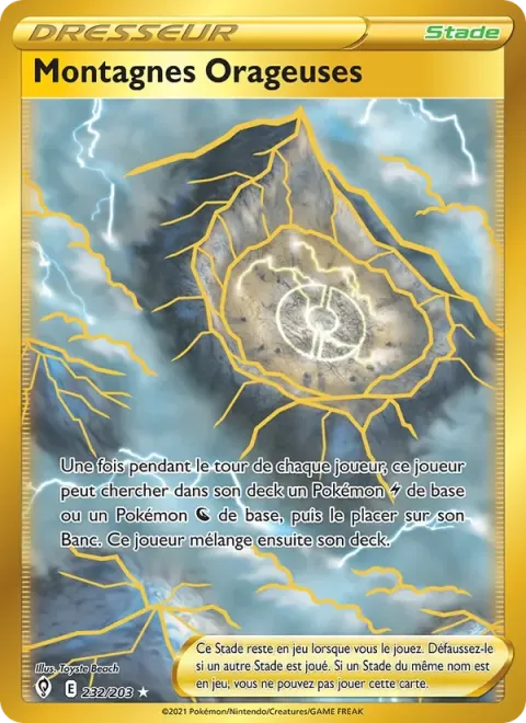 Carte Pokémon Montagnes Orageuses 232/203, extension Évolution Céleste