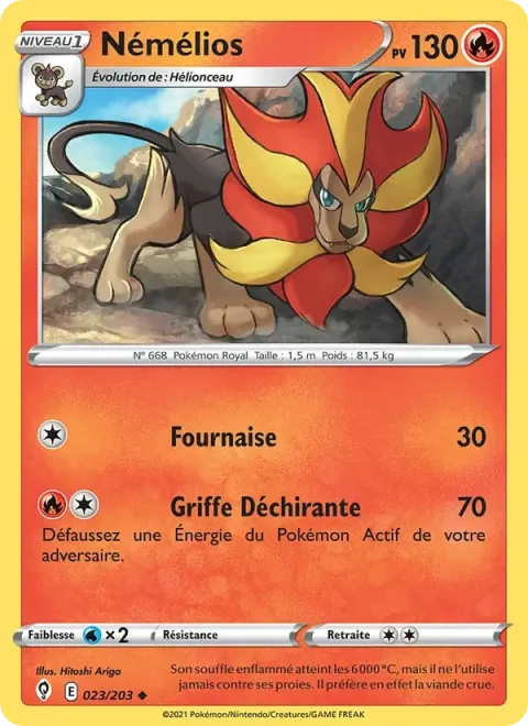 Carte Pokémon Némélios 023/203, extension Évolution Céleste