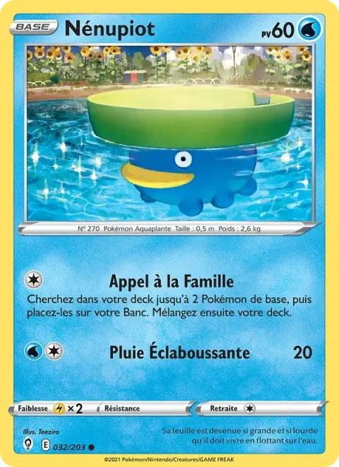 Carte Pokémon Nénupiot 032/203, extension Évolution Céleste