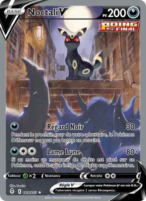 Carte Pokémon Noctali V 189/203, extension Évolution Céleste