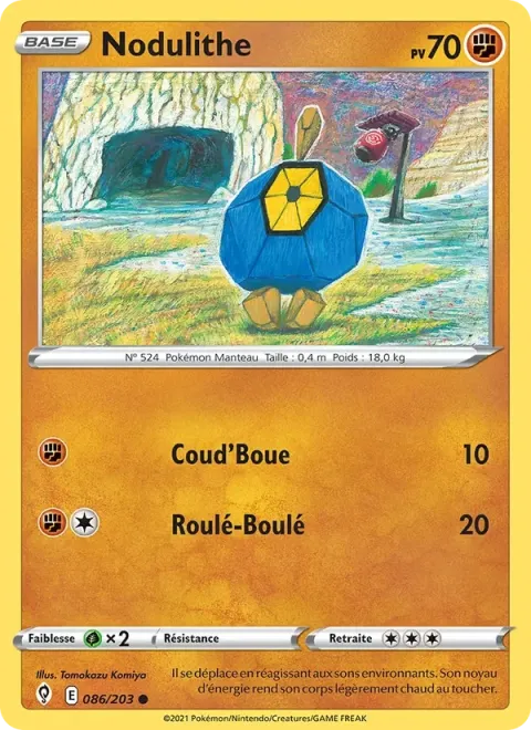 Carte Pokémon Nodulithe 086/203, extension Évolution Céleste