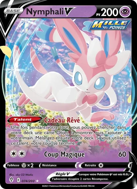 Carte Pokémon Nymphali V 074/203, extension Évolution Céleste