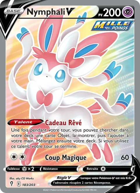 Carte Pokémon Nymphali V 183/203, extension Évolution Céleste
