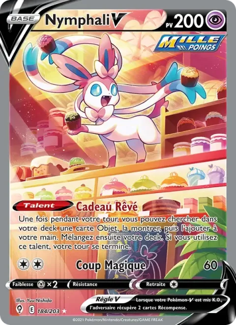 Carte Pokémon Nymphali V 184/203, extension Évolution Céleste