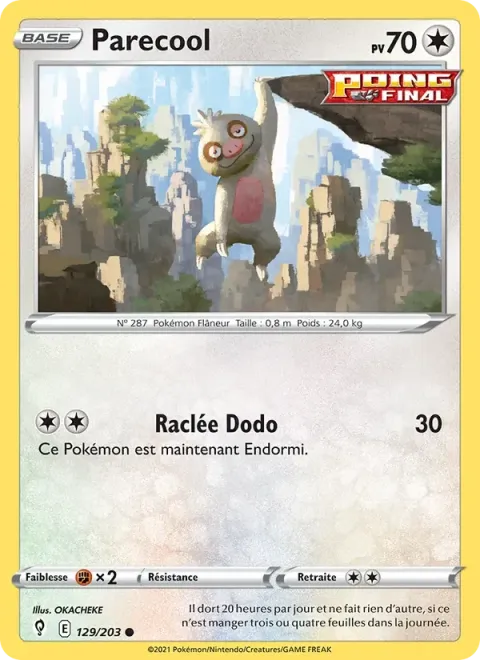 Carte Pokémon Parecool 129/203, extension Évolution Céleste