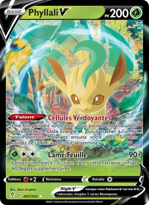 Carte Pokémon Phyllali V 007/203, extension Évolution Céleste