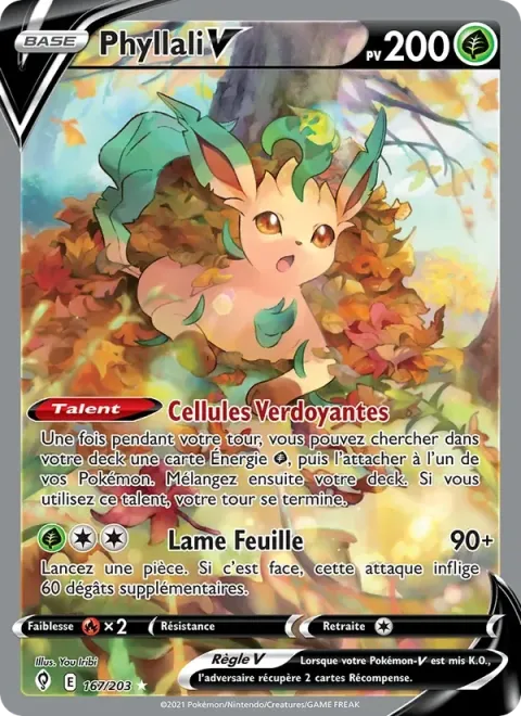 Carte Pokémon Phyllali V 167/203, extension Évolution Céleste