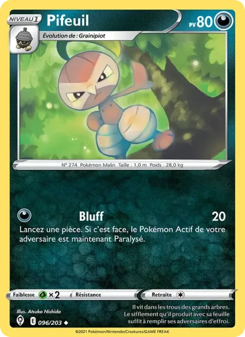 Carte Pokémon Pifeuil 096/203, extension Évolution Céleste
