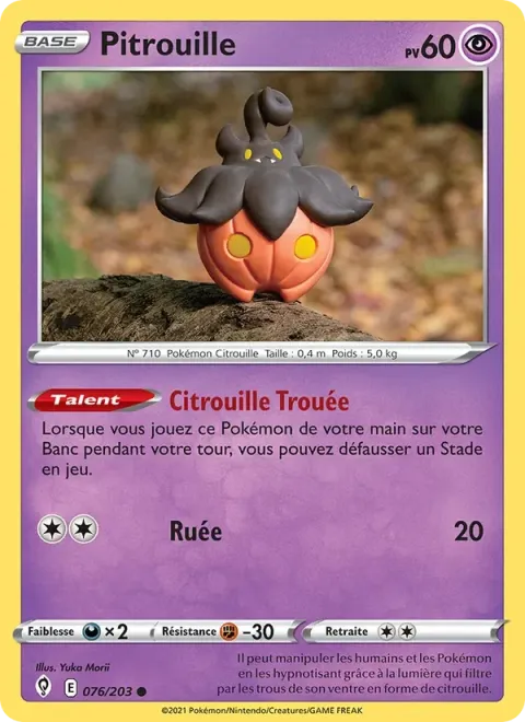Carte Pokémon Pitrouille 076/203, extension Évolution Céleste