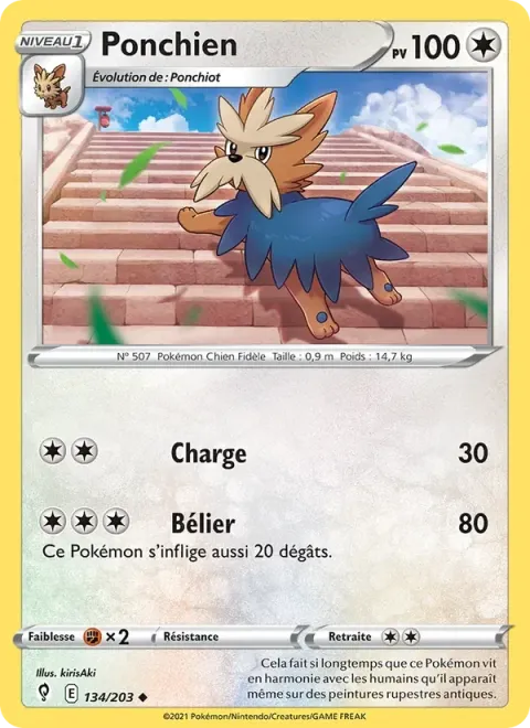 Carte Pokémon Ponchien 134/203, extension Évolution Céleste