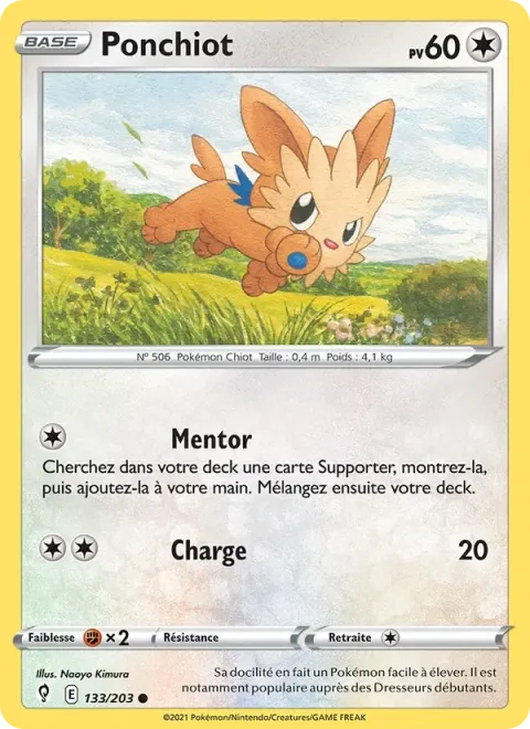 Carte Pokémon Ponchiot 133/203, extension Évolution Céleste