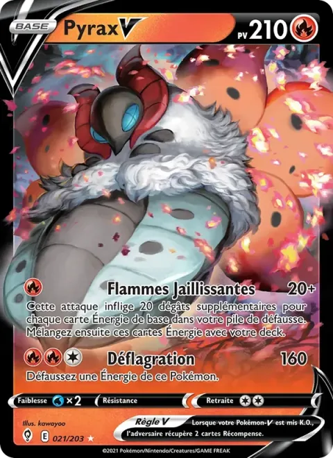 Carte Pokémon Pyrax V 021/203, extension Évolution Céleste
