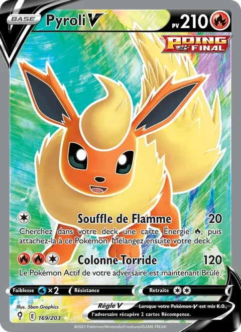 Carte Pokémon Pyroli V 169/203, extension Évolution Céleste