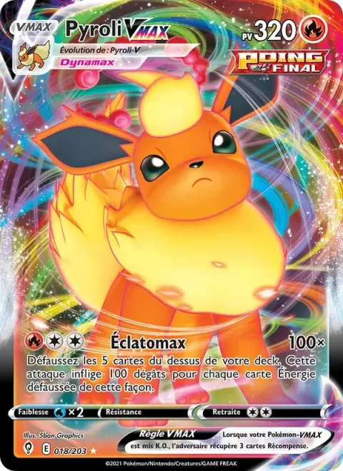 Carte Pokémon Pyroli VMAX 018/203, extension Évolution Céleste