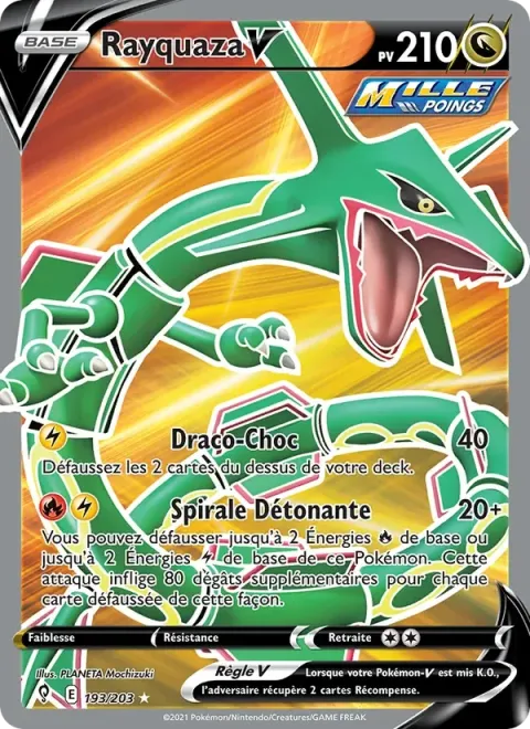 Carte Pokémon Rayquaza V 193/203, extension Évolution Céleste
