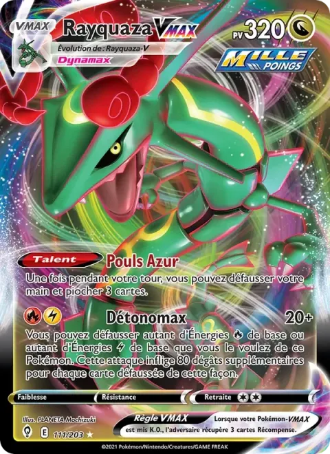 Carte Pokémon Rayquaza VMAX 111/203, extension Évolution Céleste