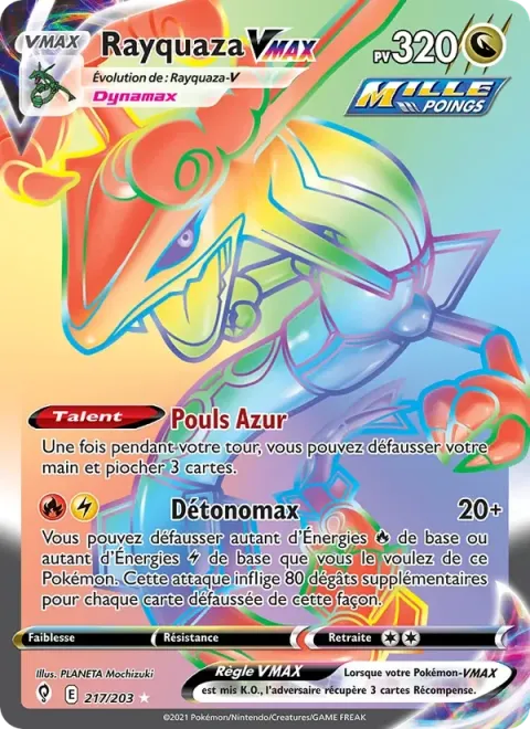 Carte Pokémon Rayquaza VMAX 217/203, extension Évolution Céleste