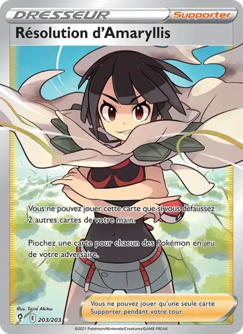Carte Pokémon Résolution d’Amaryllis 203/203, extension Évolution Céleste