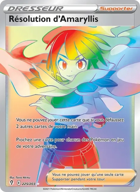 Carte Pokémon Résolution d’Amaryllis 225/203, extension Évolution Céleste