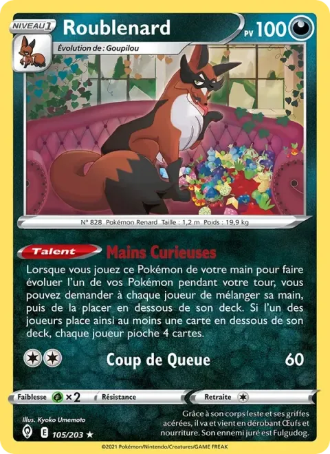 Carte Pokémon Roublenard 105/203, extension Évolution Céleste