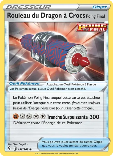 Carte Pokémon Rouleau du Dragon à Crocs Poing Final 158/203, extension Évolution Céleste