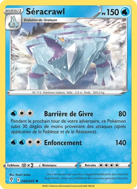 Carte Pokémon Séracrawl 045/203, extension Évolution Céleste