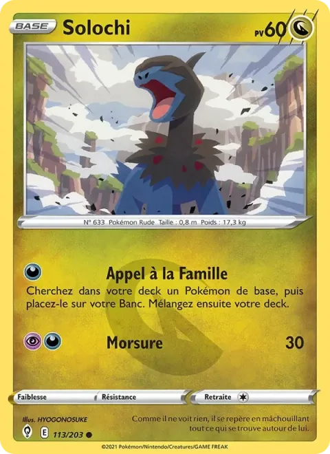 Carte Pokémon Solochi 113/203, extension Évolution Céleste