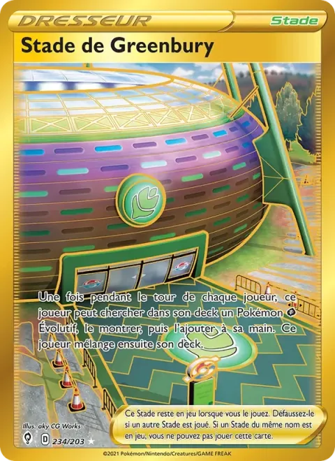 Carte Pokémon Stade de Greenbury 234/203, extension Évolution Céleste