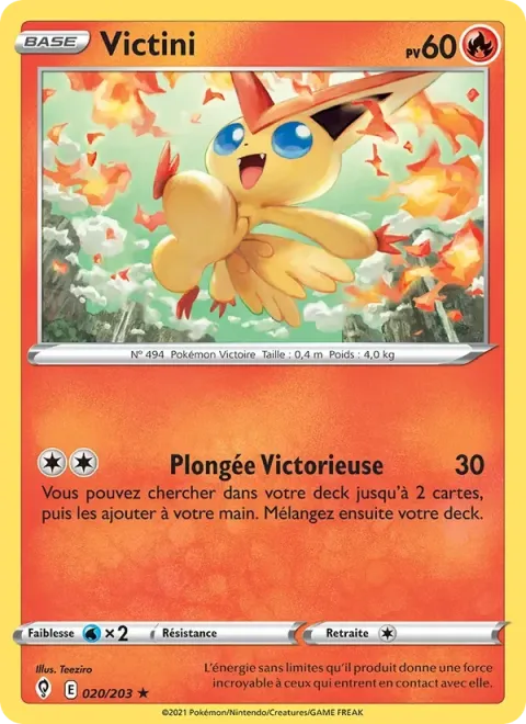 Carte Pokémon Victini 020/203, extension Évolution Céleste