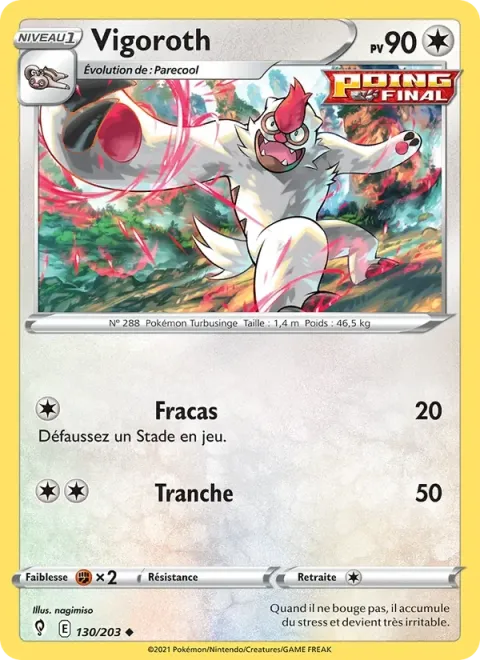 Carte Pokémon Vigoroth 130/203, extension Évolution Céleste