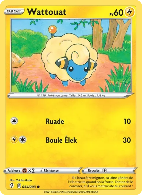 Carte Pokémon Wattouat 054/203, extension Évolution Céleste