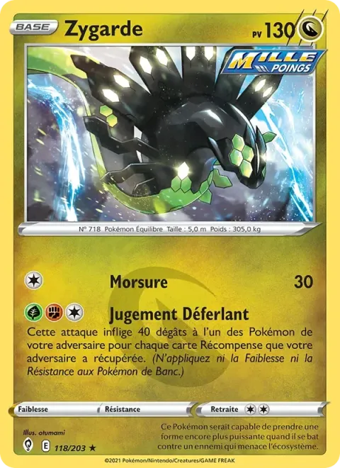Carte Pokémon Zygarde 118/203, extension Évolution Céleste