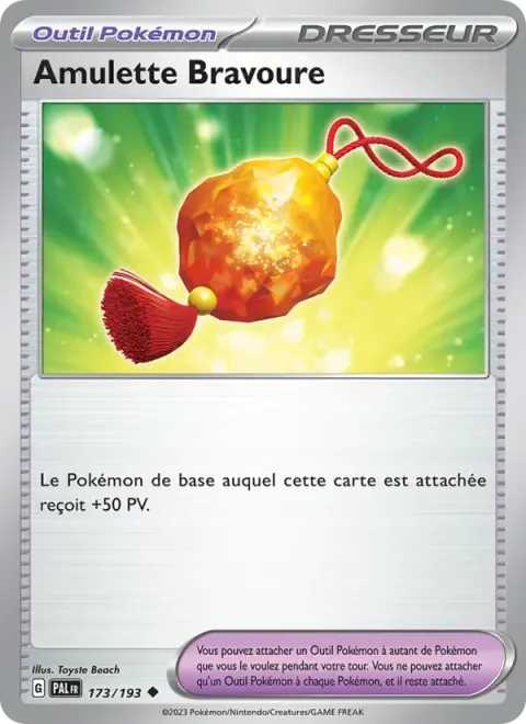 Carte Pokémon Amulette Bravoure 173/193, extension Évolutions à Paldea