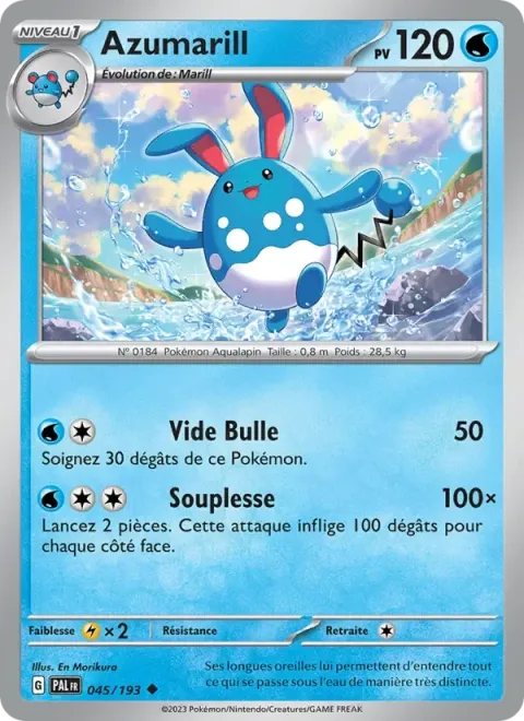 Carte Pokémon Azumarill 045/193, extension Évolutions à Paldea