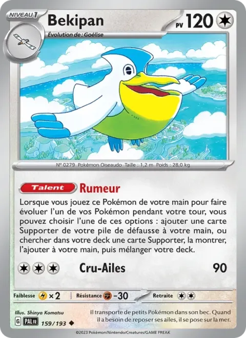 Carte Pokémon Bekipan 159/193, extension Évolutions à Paldea