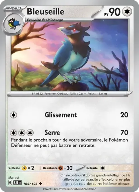 Carte Pokémon Bleuseille 165/193, extension Évolutions à Paldea