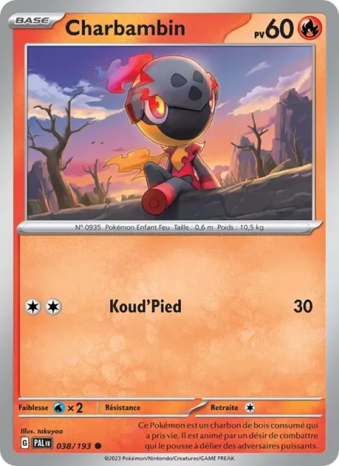 Carte Pokémon Charbambin 038/193, extension Évolutions à Paldea
