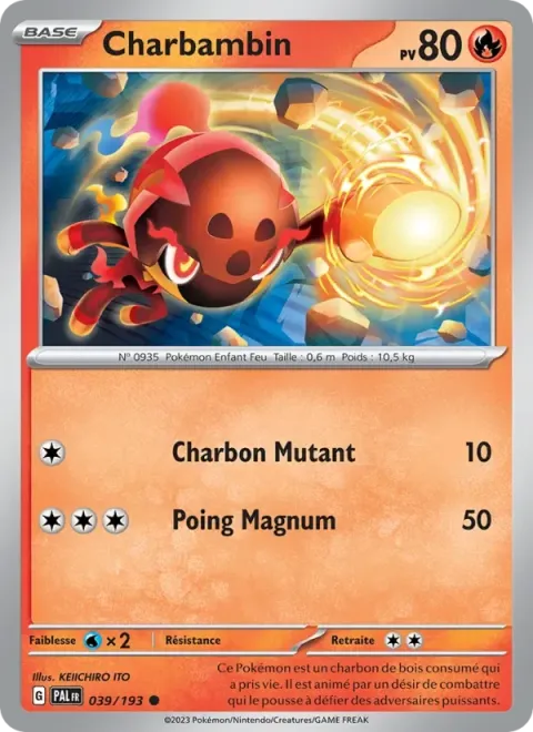 Carte Pokémon Charbambin 039/193, extension Évolutions à Paldea