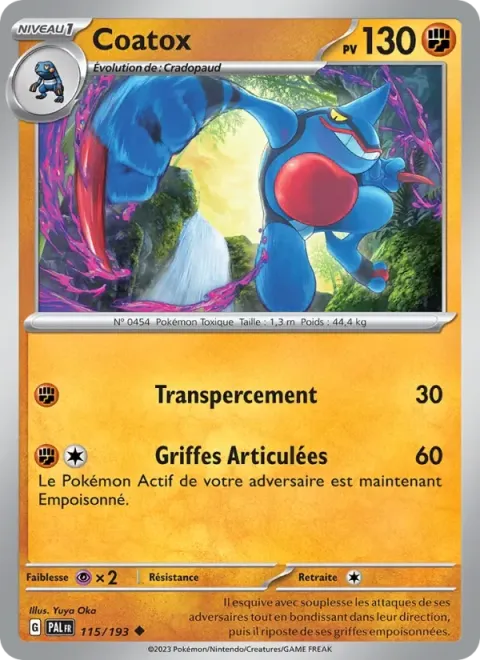 Carte Pokémon Coatox 115/193, extension Évolutions à Paldea