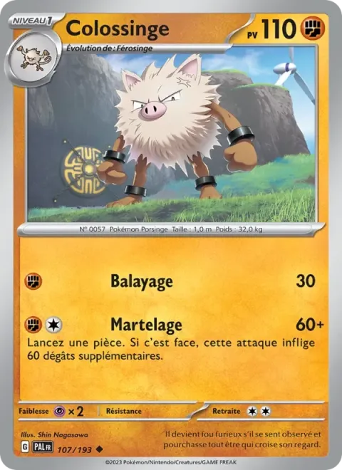 Carte Pokémon Colossinge 107/193, extension Évolutions à Paldea