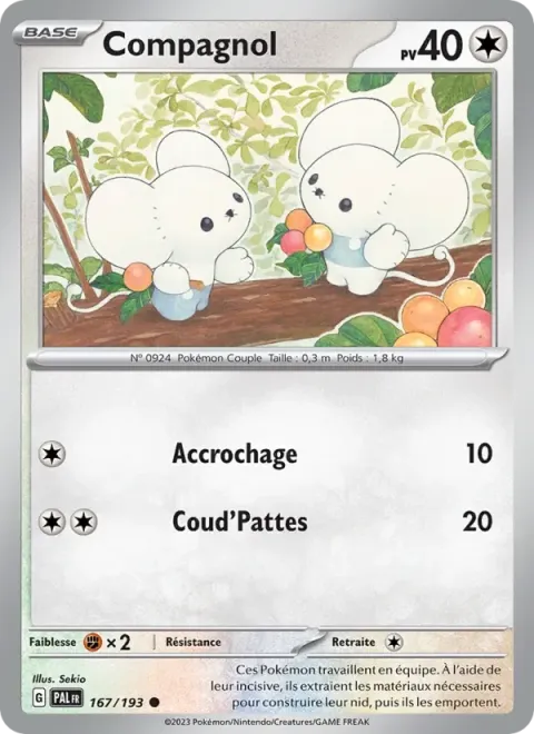 Carte Pokémon Compagnol 167/193, extension Évolutions à Paldea