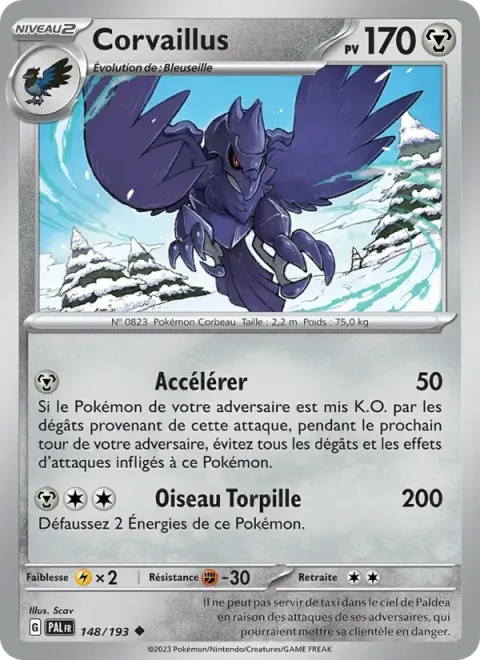 Carte Pokémon Corvaillus 148/193, extension Évolutions à Paldea