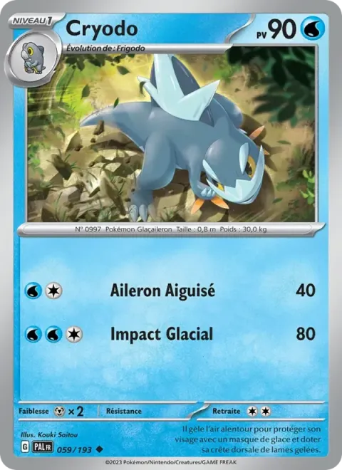 Carte Pokémon Cryodo 059/193, extension Évolutions à Paldea