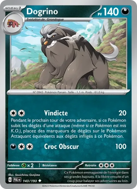 Carte Pokémon Dogrino 143/193, extension Évolutions à Paldea