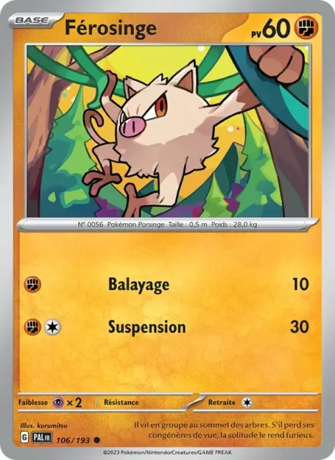 Carte Pokémon Férosinge 106/193, extension Évolutions à Paldea