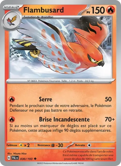 Carte Pokémon Flambusard 030/193, extension Évolutions à Paldea
