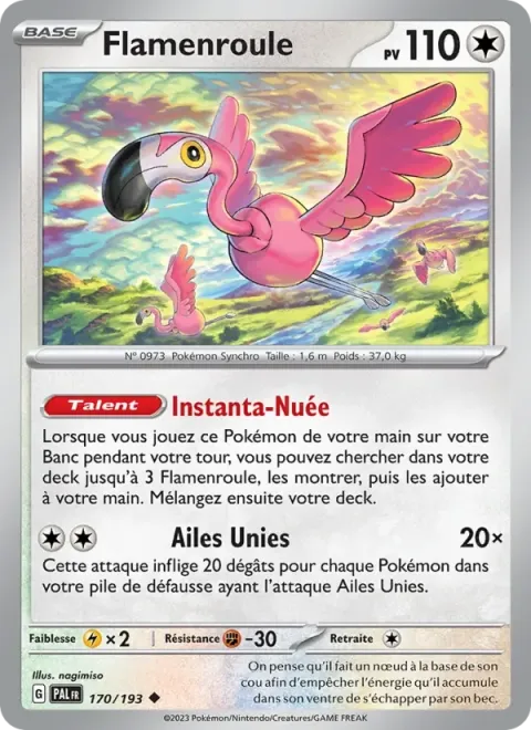 Carte Pokémon Flamenroule 170/193, extension Évolutions à Paldea