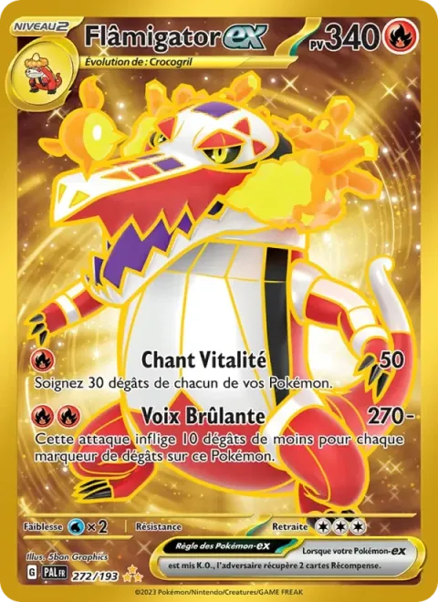 Carte Pokémon Flâmigator-ex 272/193, extension Évolutions à Paldea